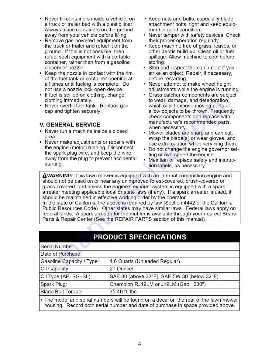 Craftsman 917.370740 Owner'S Manual Download Page 4