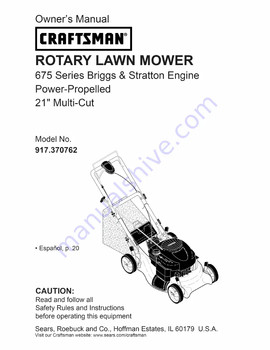 Craftsman 917.370762 Скачать руководство пользователя страница 1