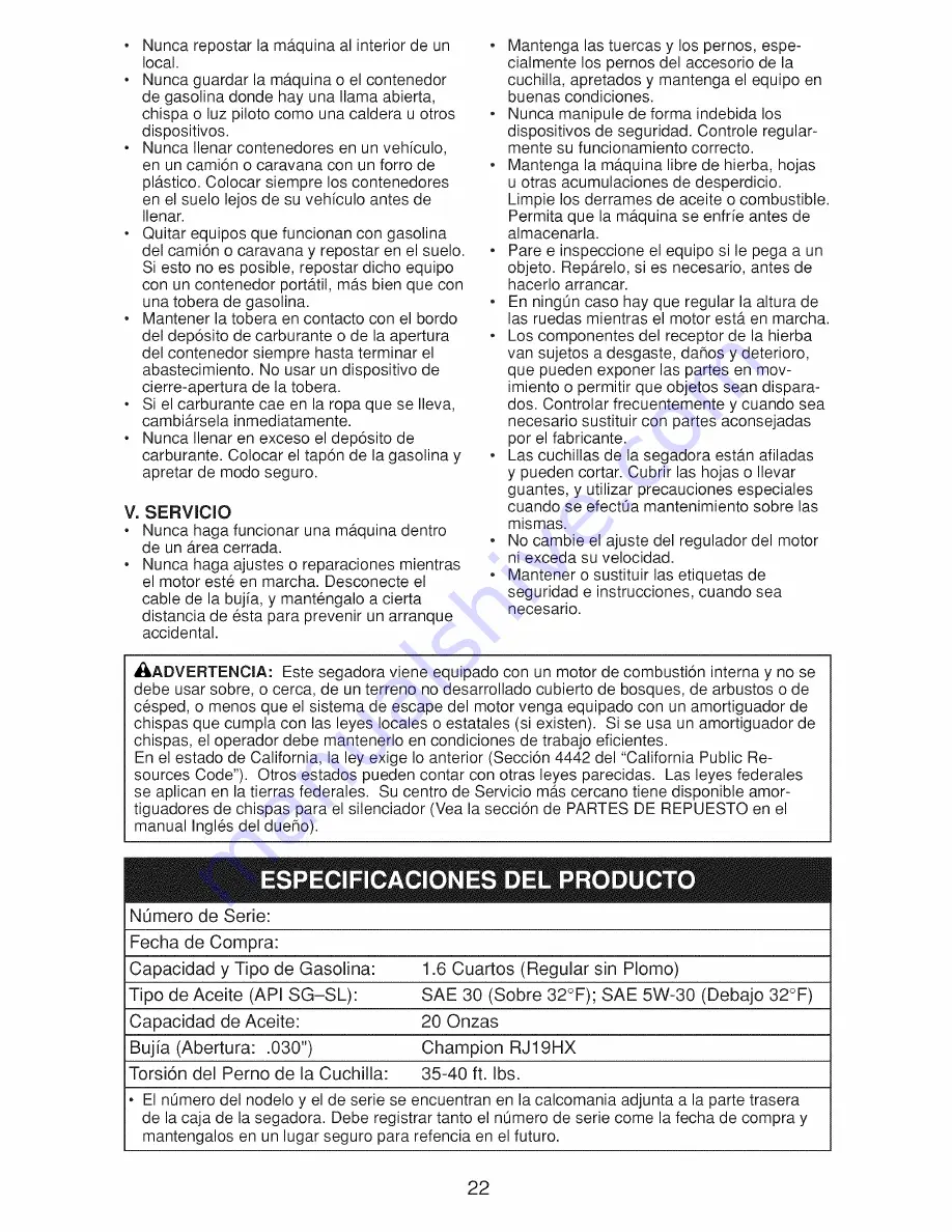 Craftsman 917.370861 Owner'S Manual Download Page 22