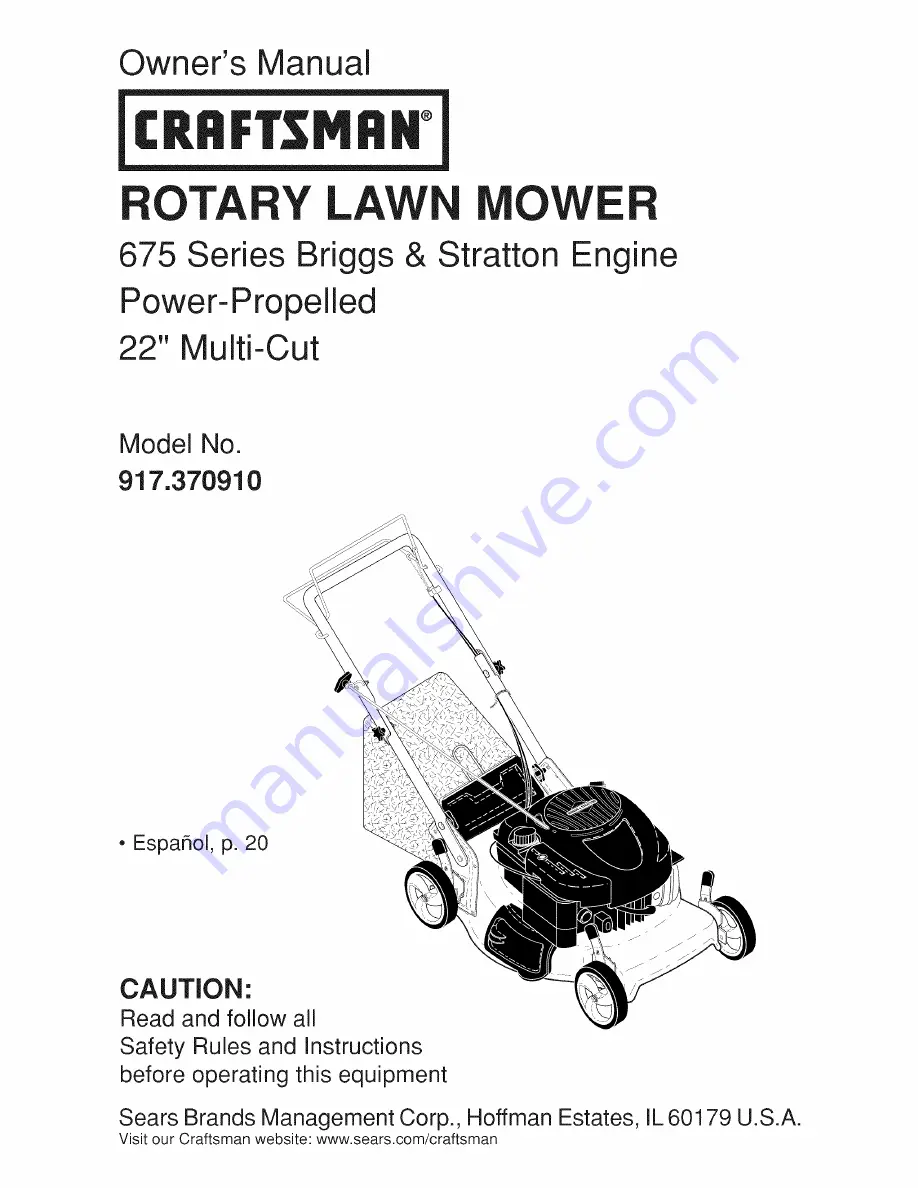 Craftsman 917.370910 Owner'S Manual Download Page 1