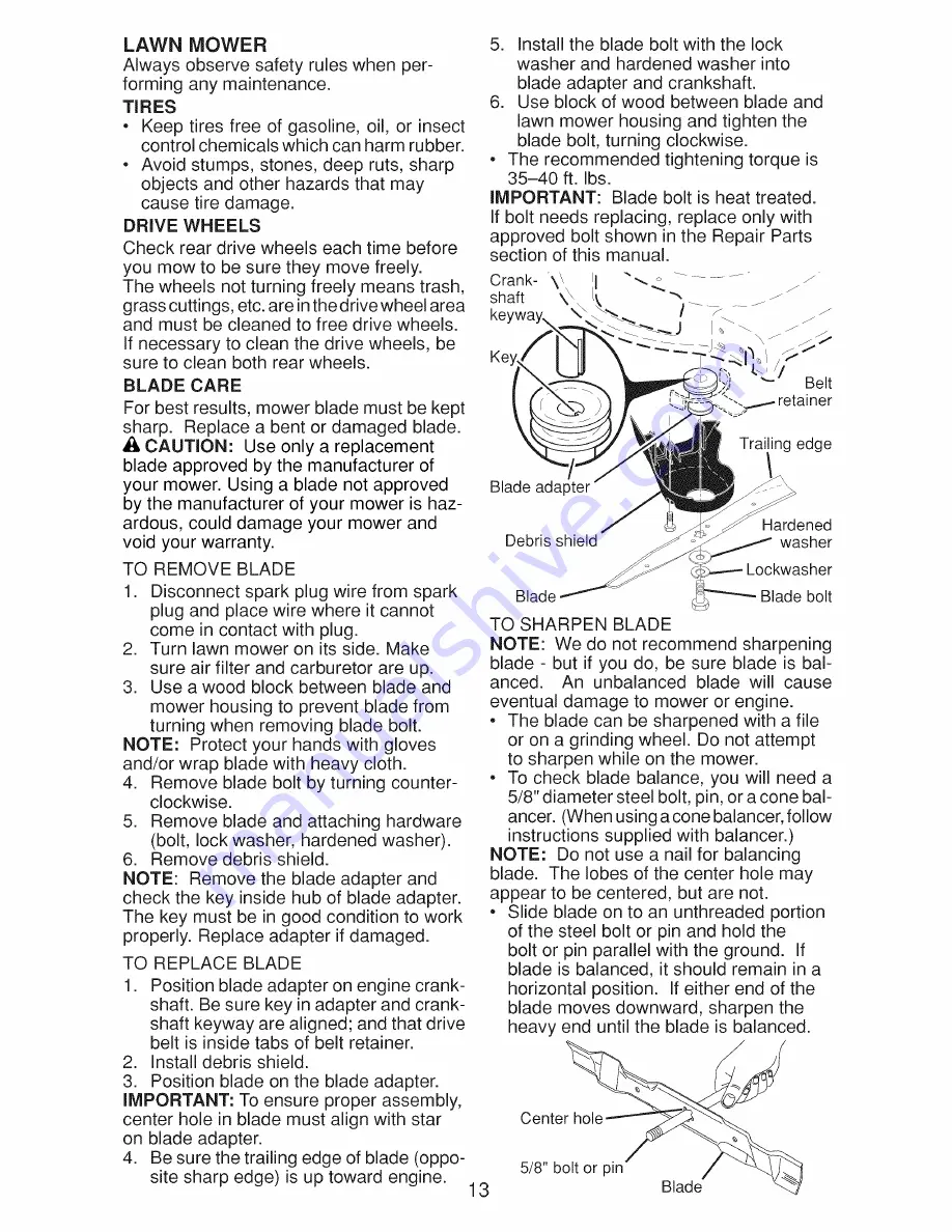 Craftsman 917.370911 Owner'S Manual Download Page 13