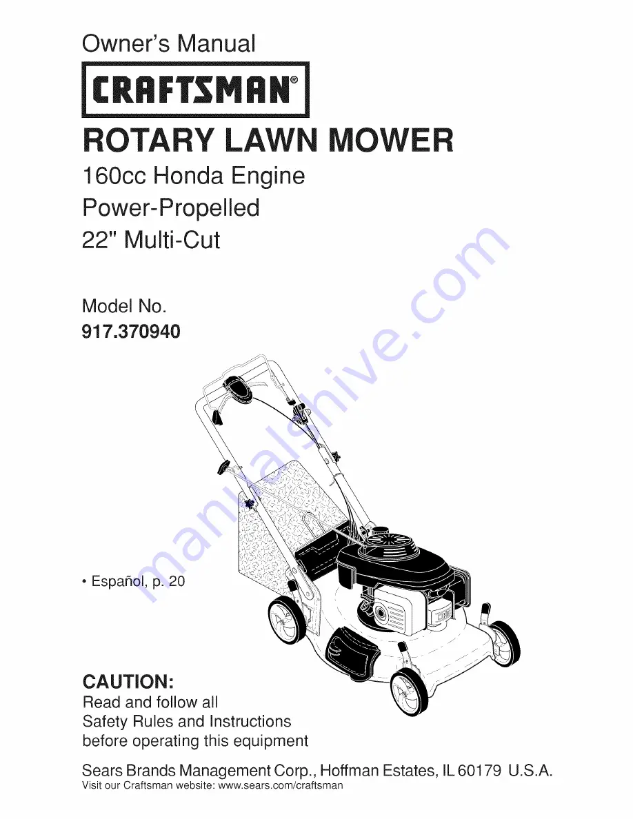 Craftsman 917.370940 Owner'S Manual Download Page 1