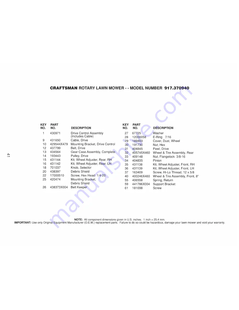 Craftsman 917.370940 Owner'S Manual Download Page 41