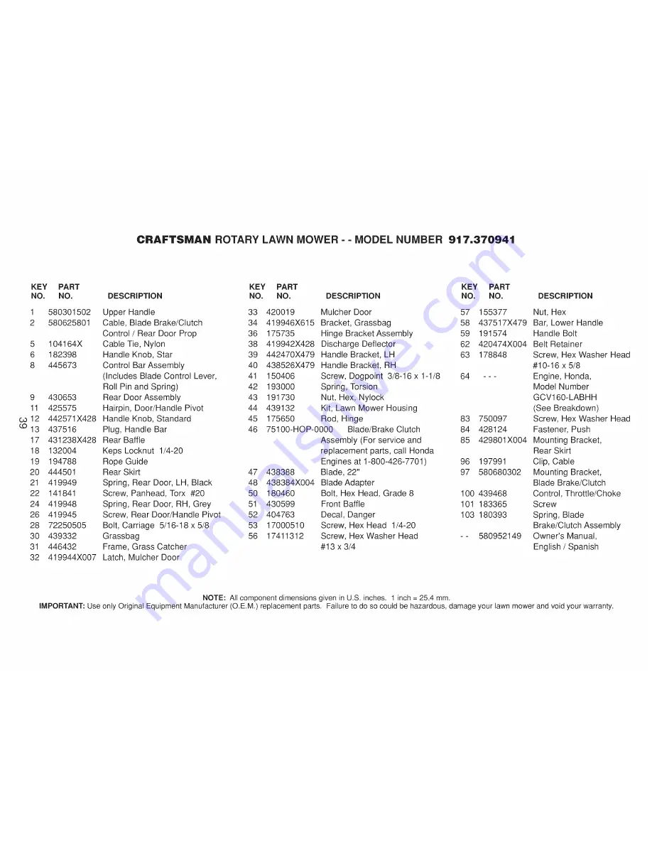 Craftsman 917.370941 Owner'S Manual Download Page 39