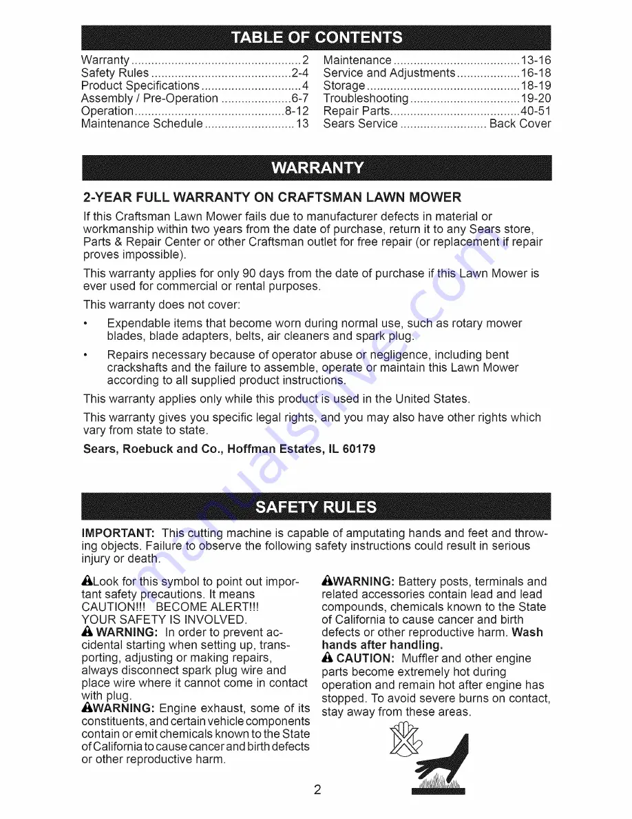 Craftsman 917.371031 Owner'S Manual Download Page 2