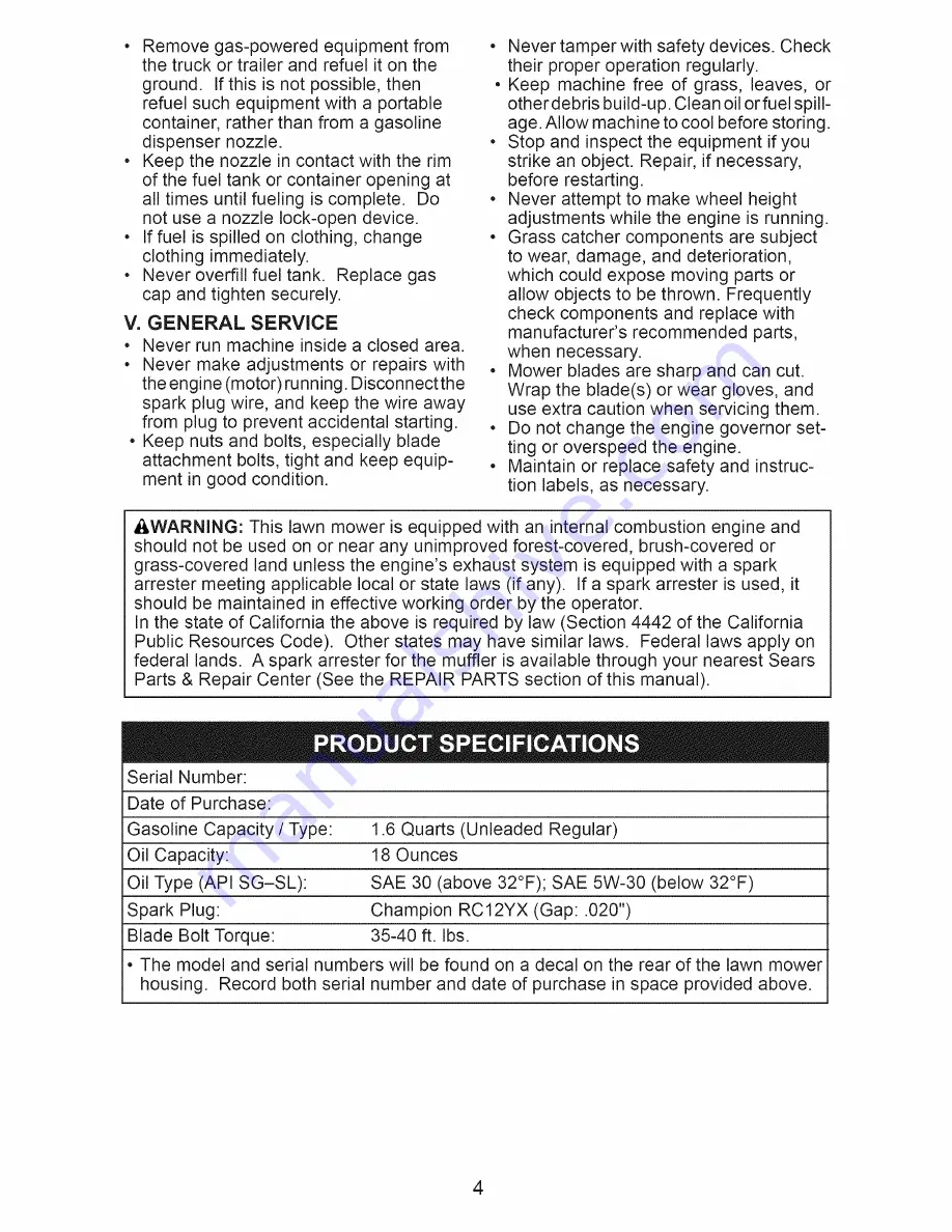 Craftsman 917.371031 Owner'S Manual Download Page 4