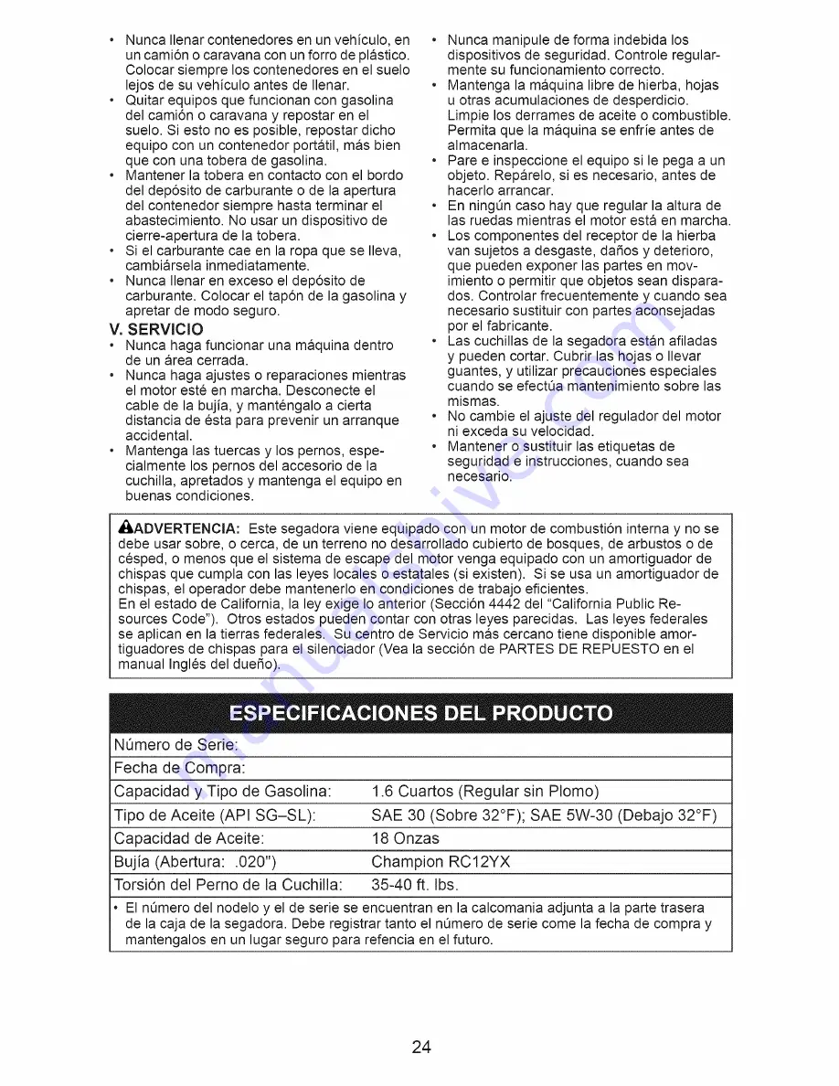 Craftsman 917.371031 Owner'S Manual Download Page 24