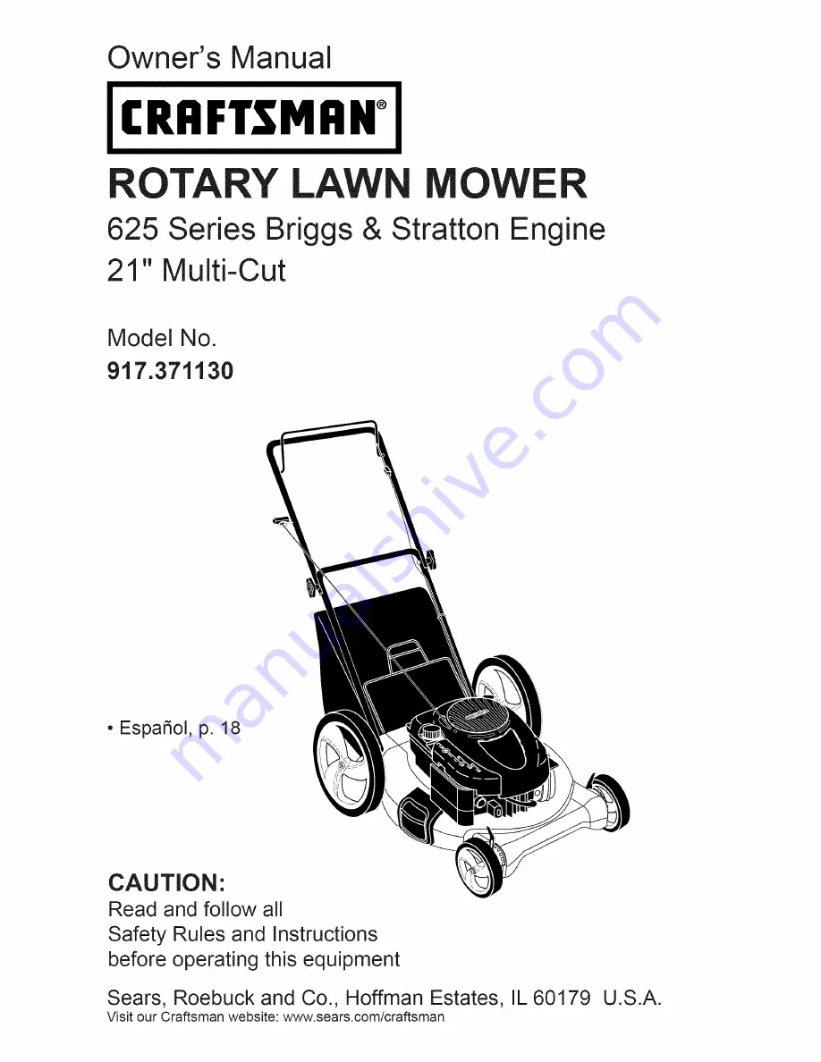 Craftsman 917.371130 Owner'S Manual Download Page 1