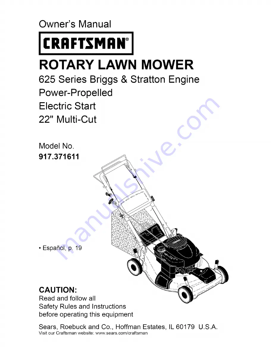 Craftsman 917.371611 Owner'S Manual Download Page 1