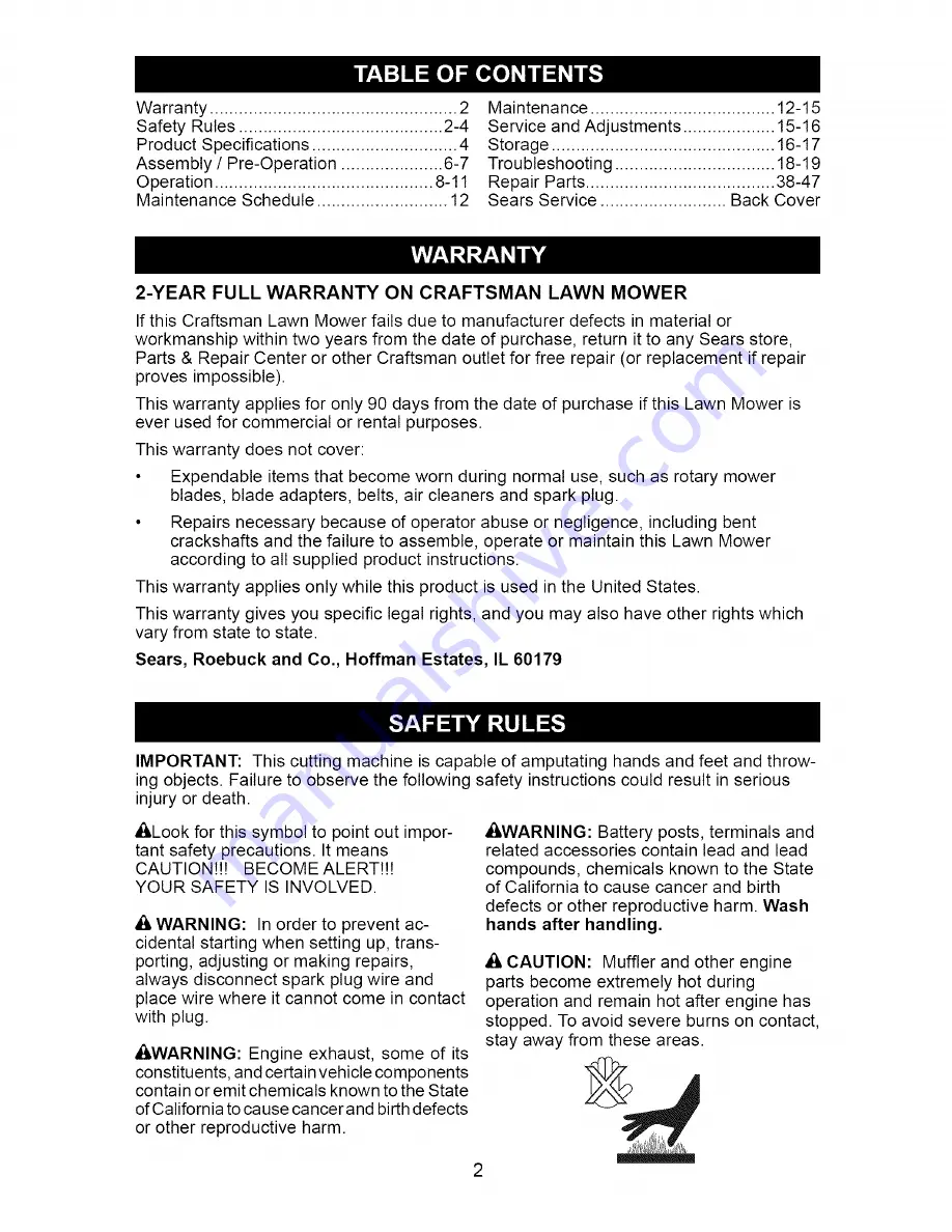 Craftsman 917.371611 Owner'S Manual Download Page 2