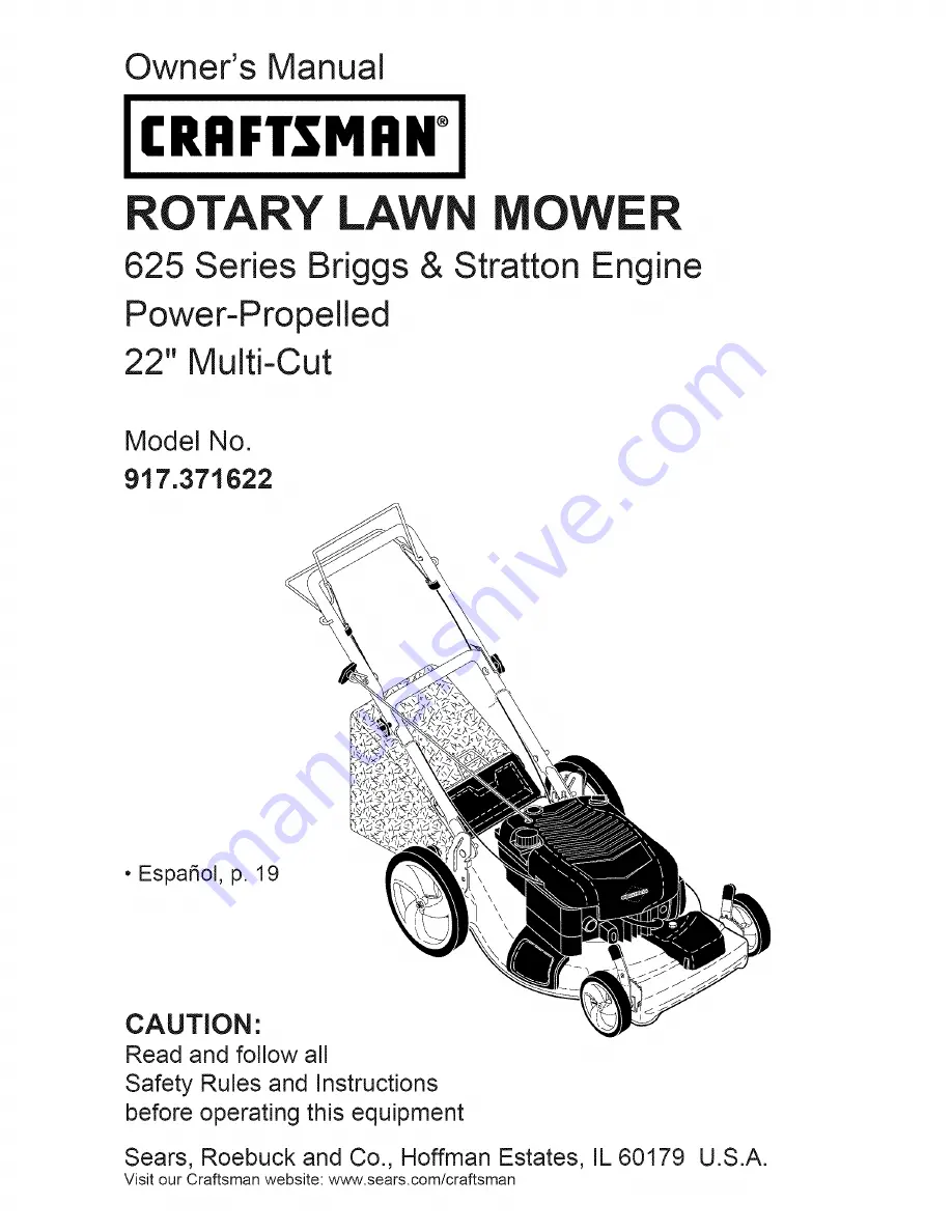 Craftsman 917.371622 Owner'S Manual Download Page 1