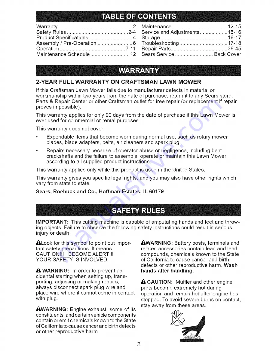 Craftsman 917.371622 Owner'S Manual Download Page 2