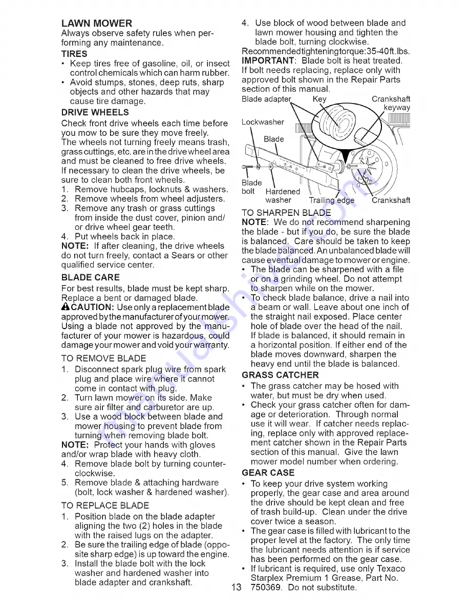 Craftsman 917.371622 Owner'S Manual Download Page 13