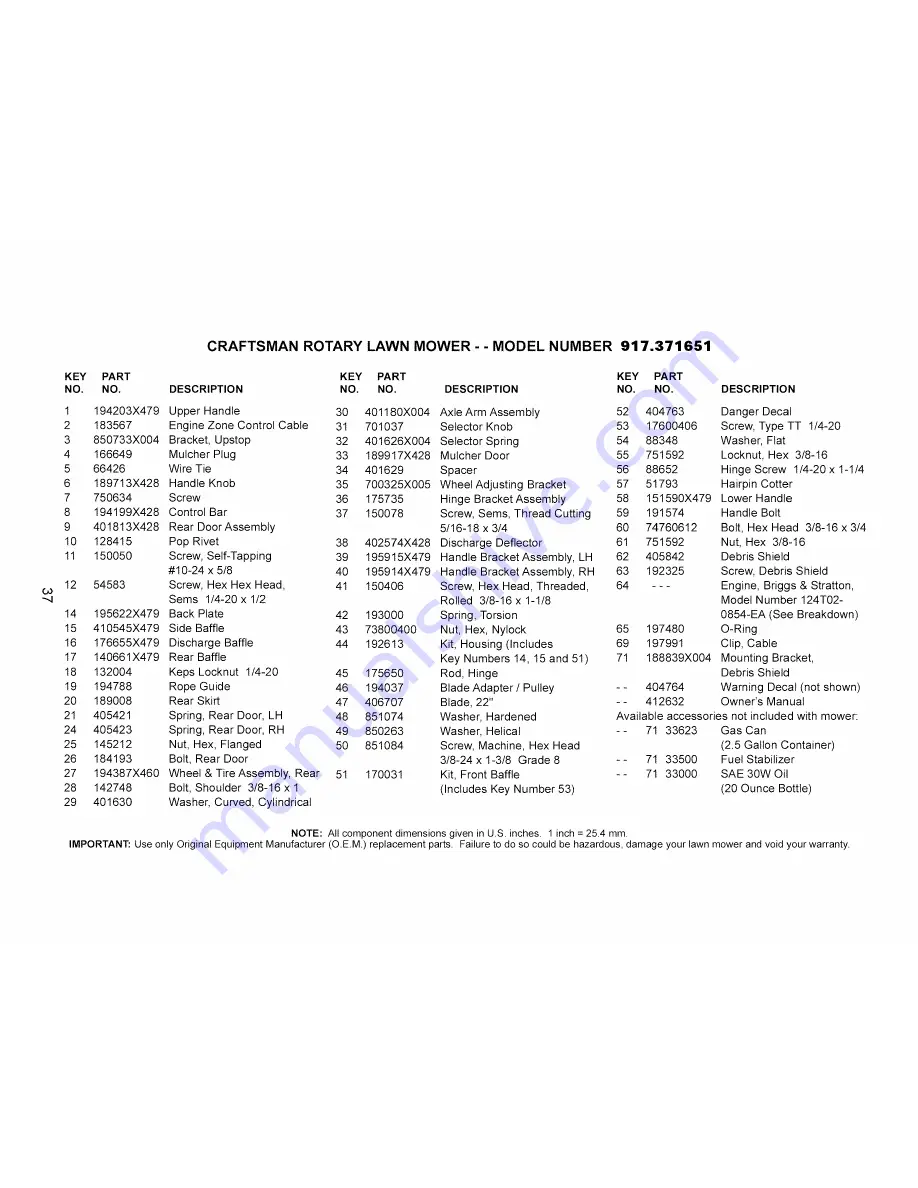 Craftsman 917.371651 Owner'S Manual Download Page 37