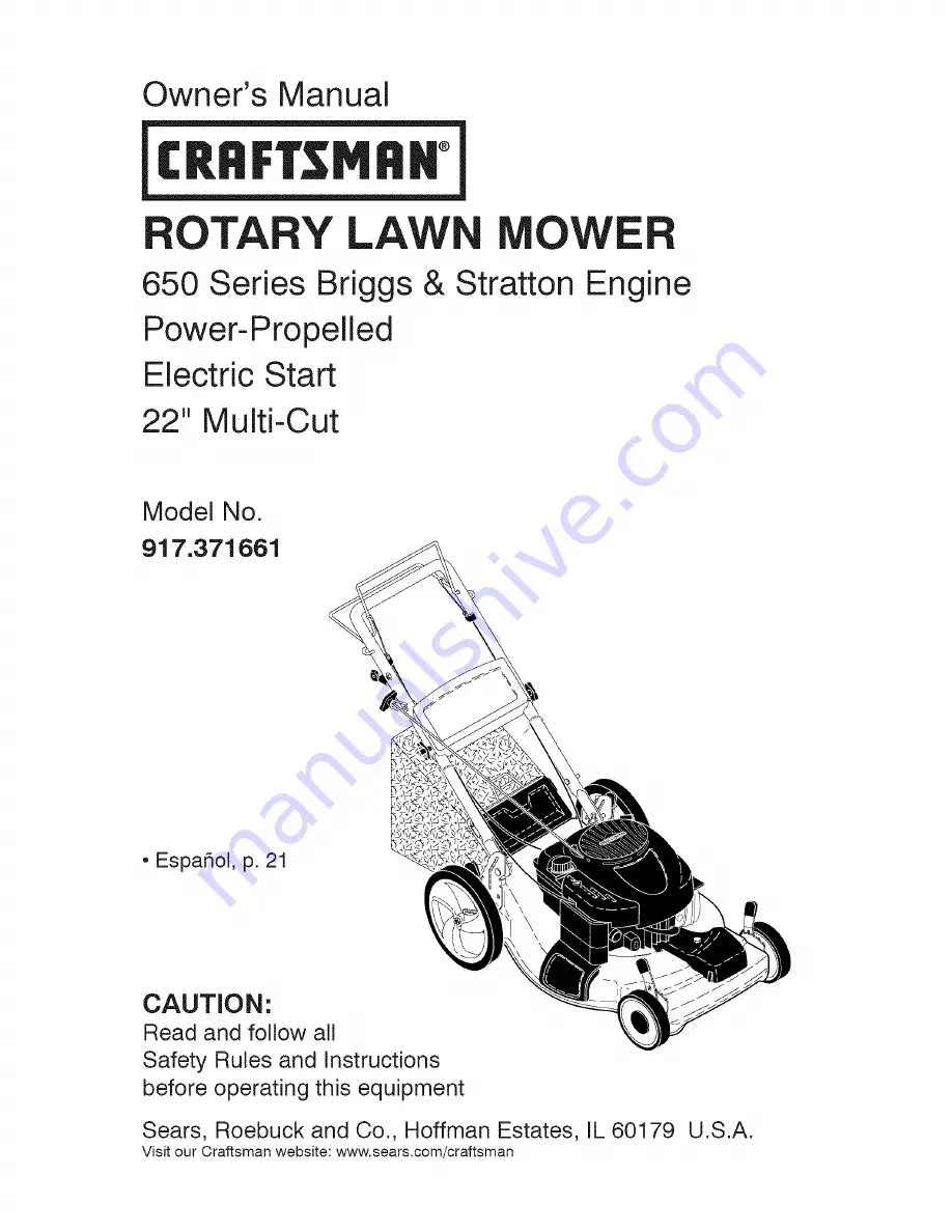 Craftsman 917.371661 Owner'S Manual Download Page 1