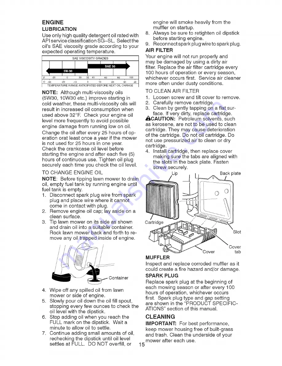 Craftsman 917.371661 Owner'S Manual Download Page 15