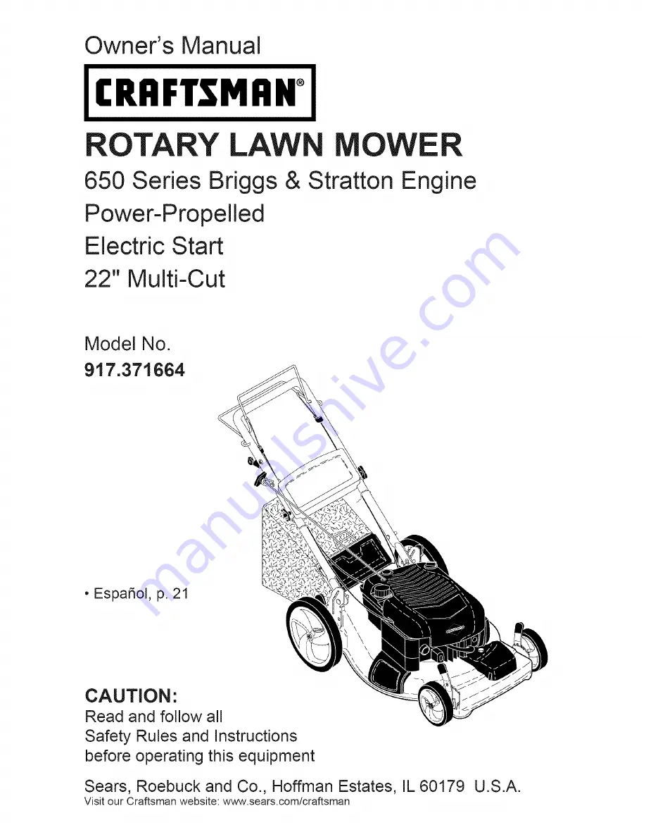 Craftsman 917.371664 Скачать руководство пользователя страница 1