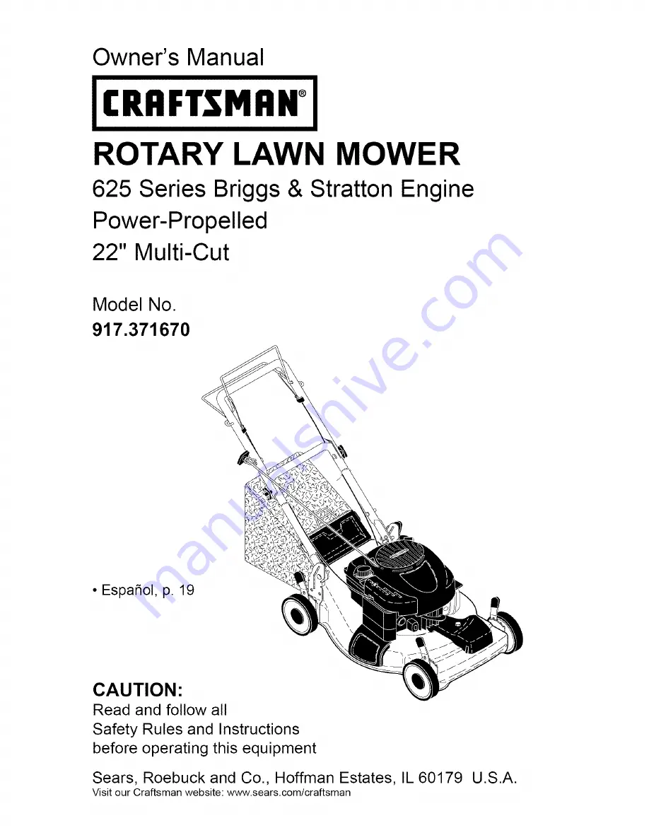 Craftsman 917.371670 Owner'S Manual Download Page 1