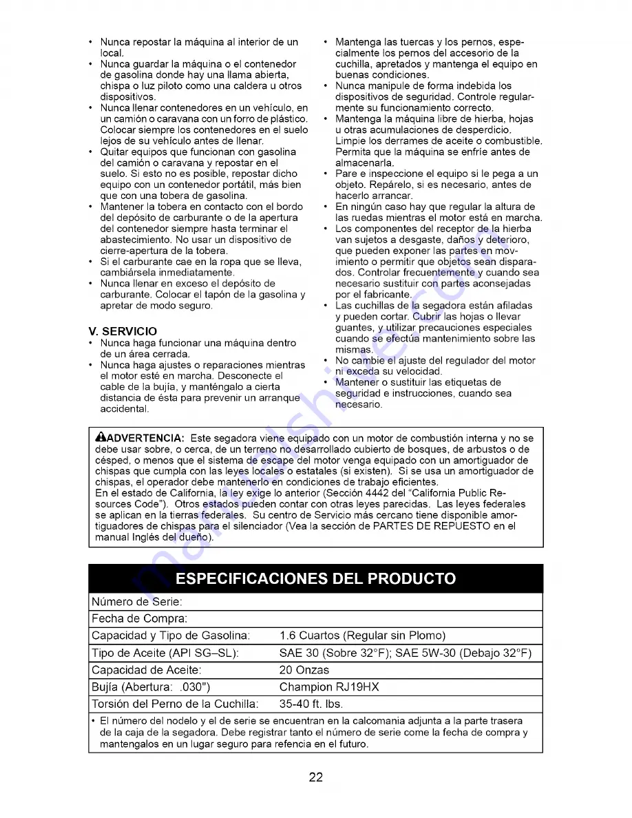 Craftsman 917.371700 Owner'S Manual Download Page 22