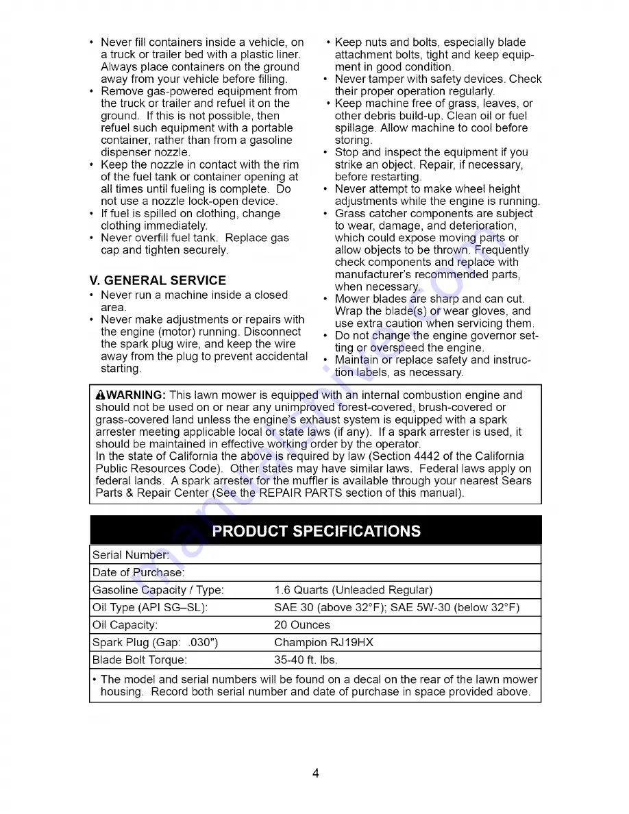 Craftsman 917.371710 Owner'S Manual Download Page 4