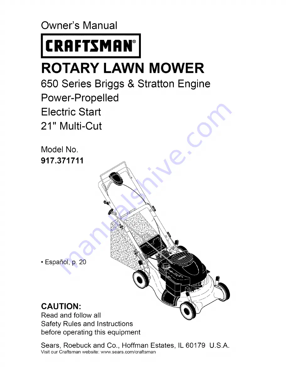 Craftsman 917.371711 Owner'S Manual Download Page 1