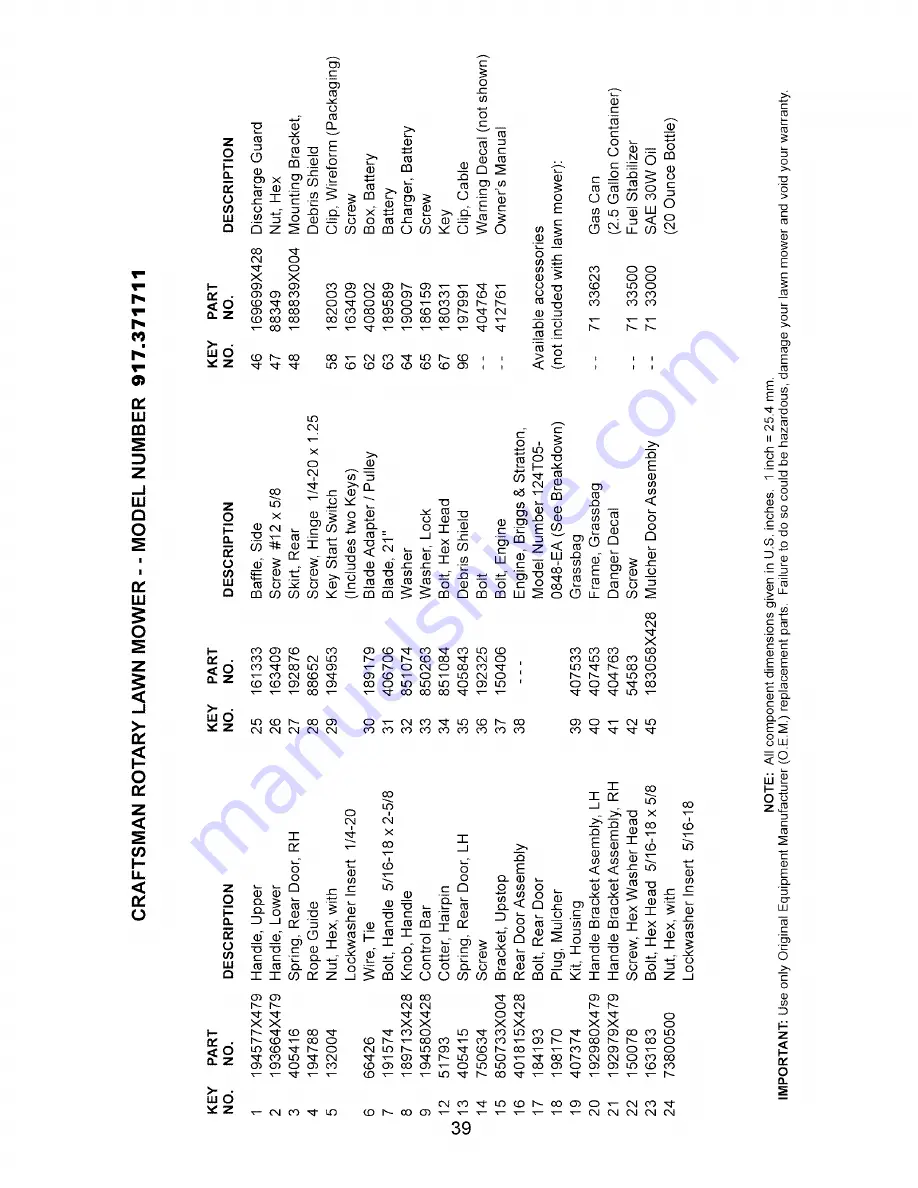 Craftsman 917.371711 Owner'S Manual Download Page 39