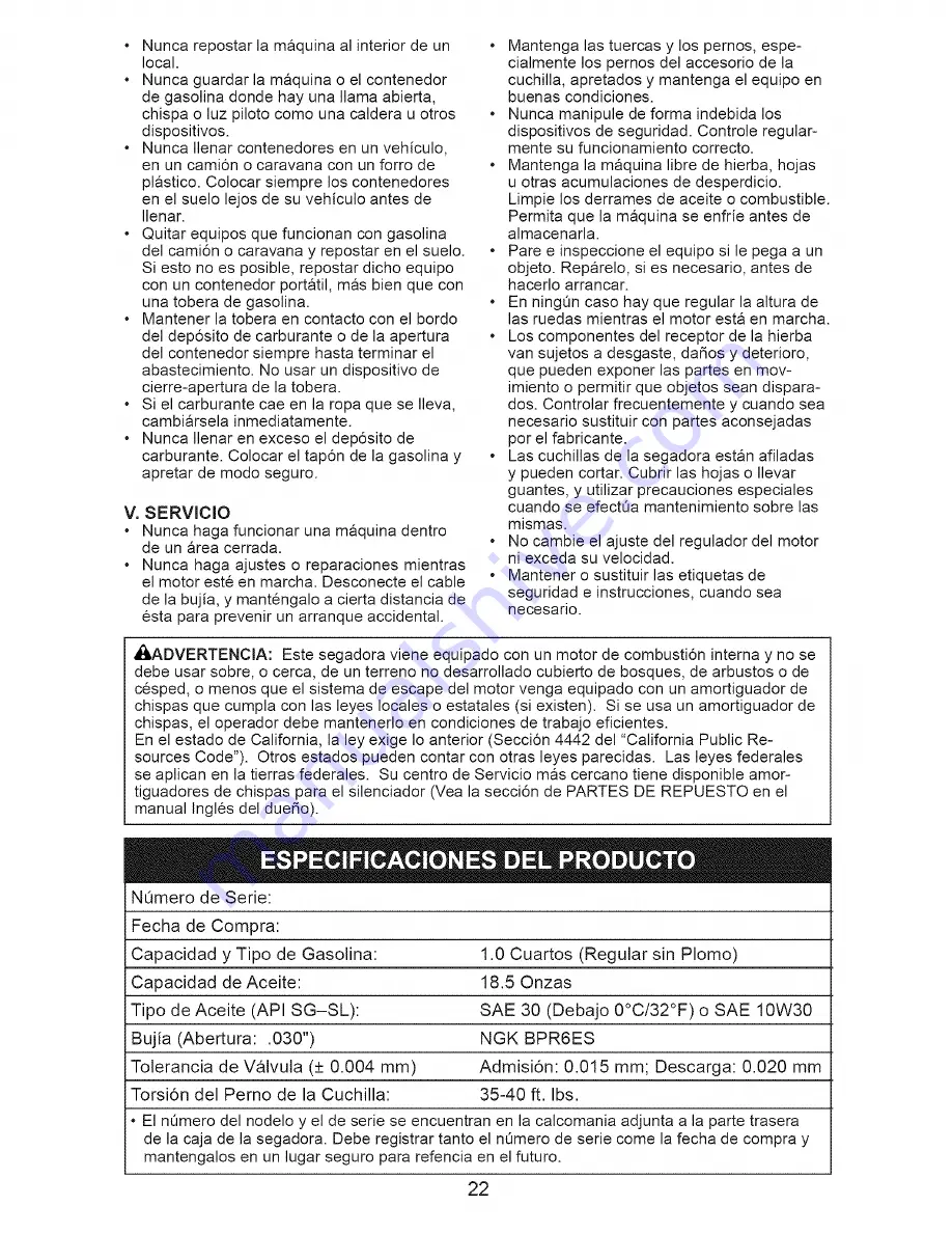 Craftsman 917.371722 Owner'S Manual Download Page 22