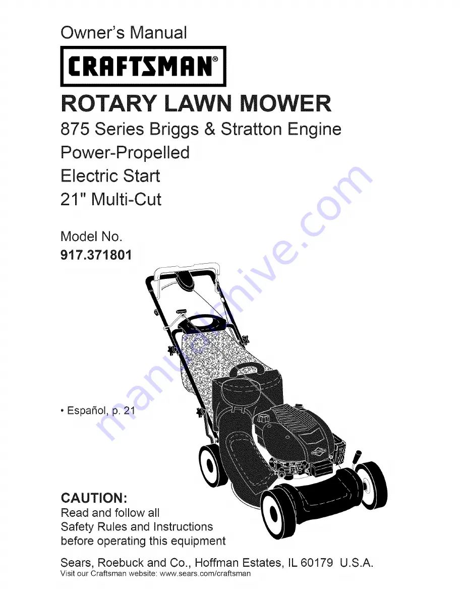 Craftsman 917.371801 Скачать руководство пользователя страница 1