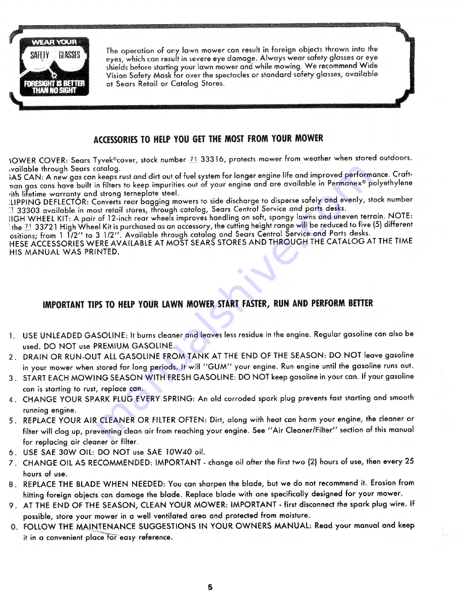 Craftsman 917.372260 Owner'S Manual Download Page 5