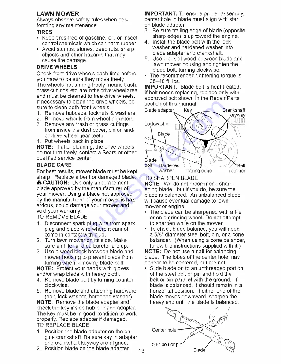 Craftsman 917.374010 Owner'S Manual Download Page 13