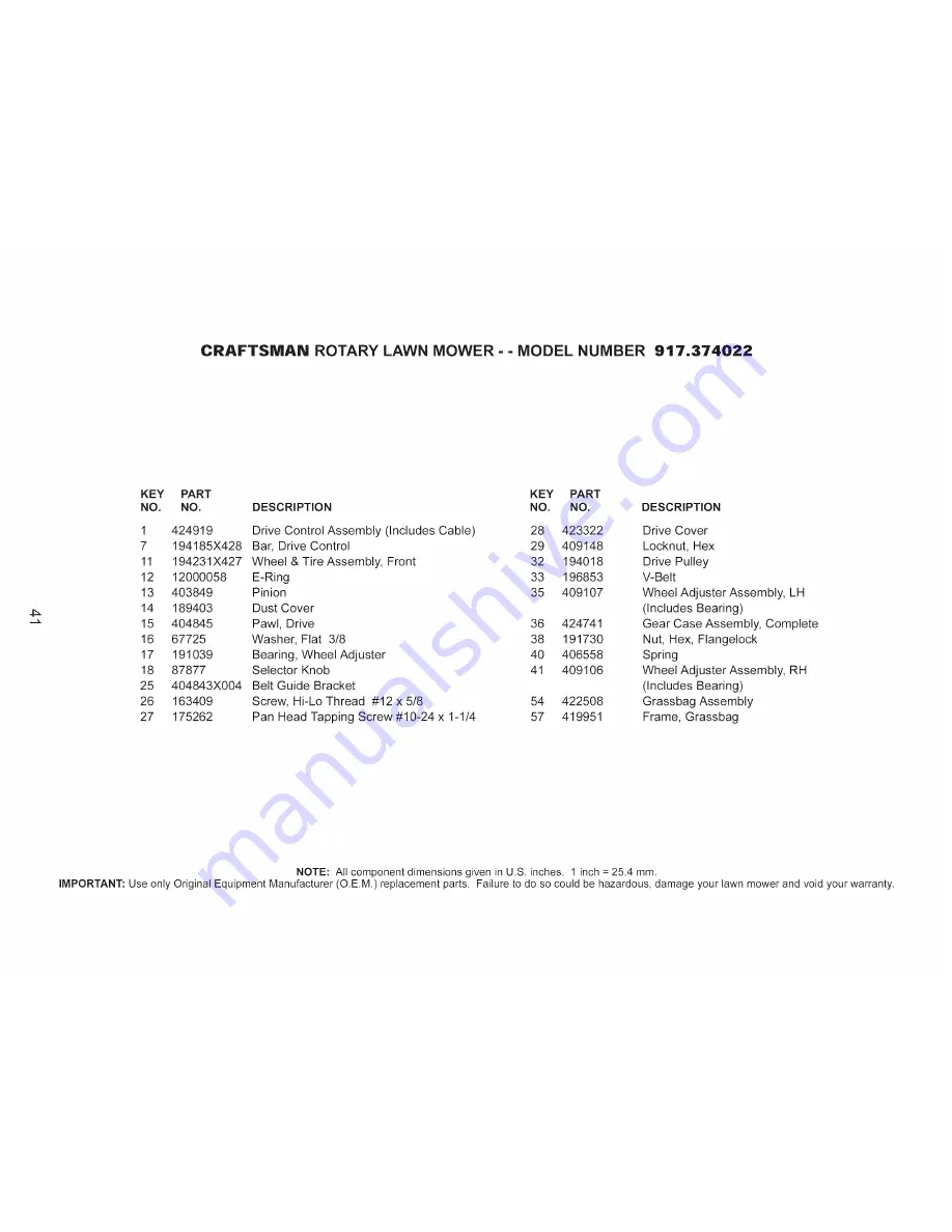 Craftsman 917.374022 Owner'S Manual Download Page 41