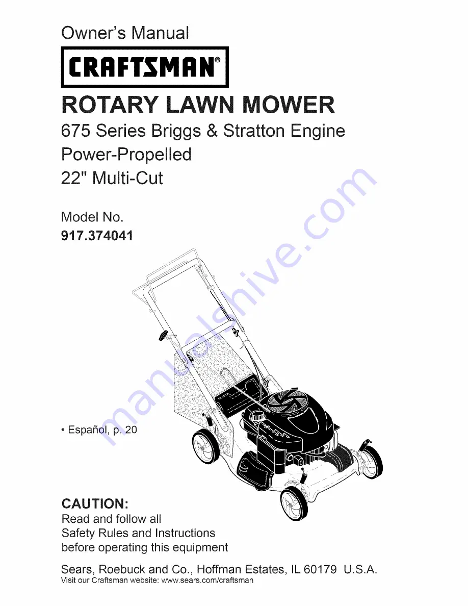 Craftsman 917.374041 Owner'S Manual Download Page 1