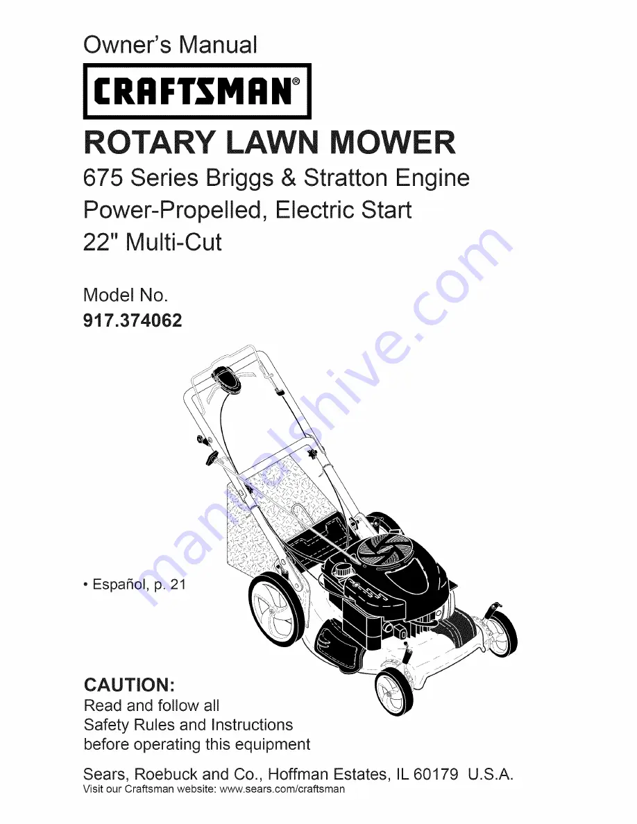 Craftsman 917.374062 Скачать руководство пользователя страница 1