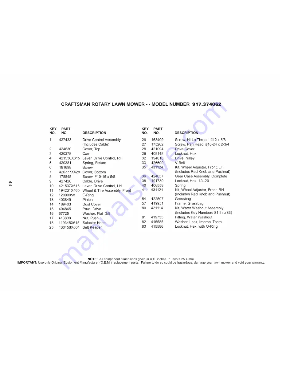 Craftsman 917.374062 Owner'S Manual Download Page 43