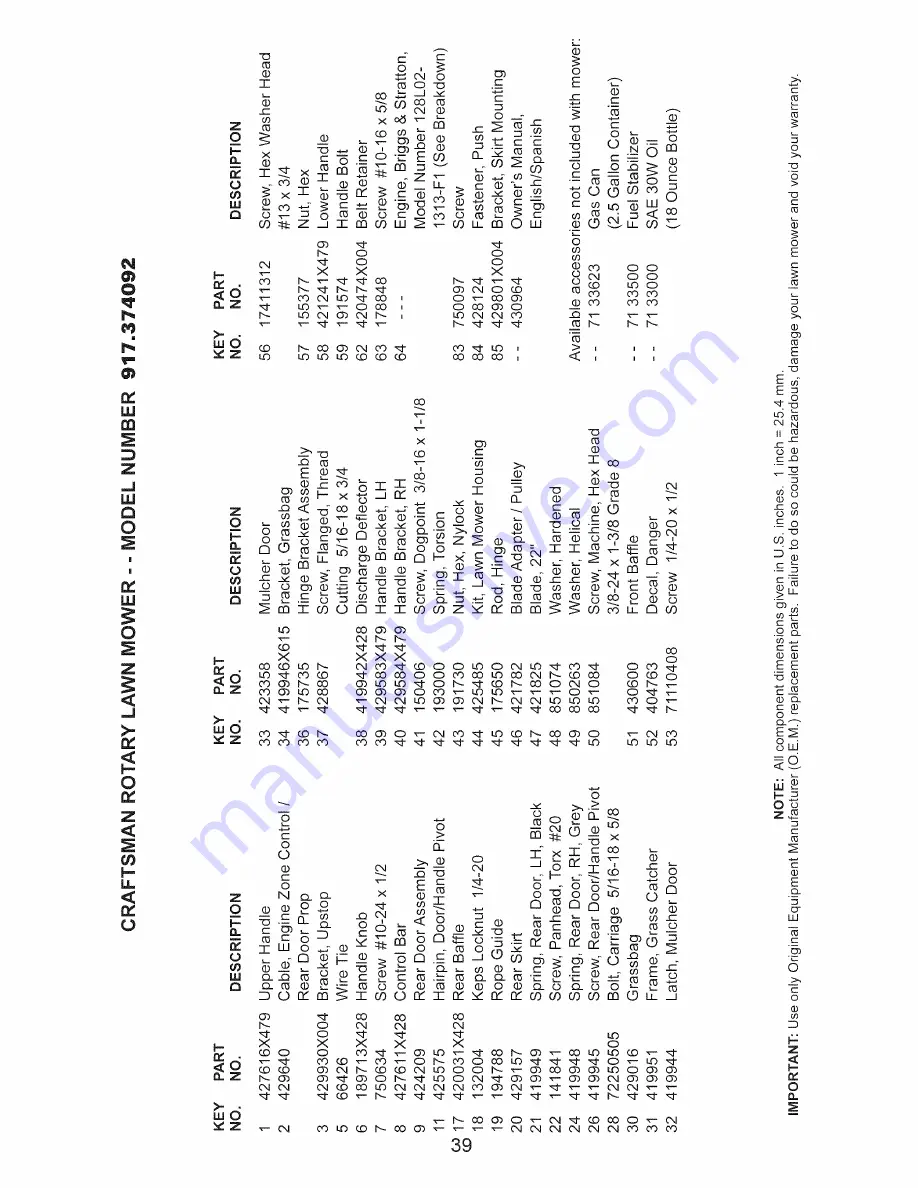 Craftsman 917.374092 Owner'S Manual Download Page 39