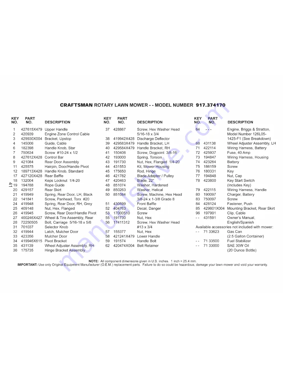 Craftsman 917.374170 Owner'S Manual Download Page 41