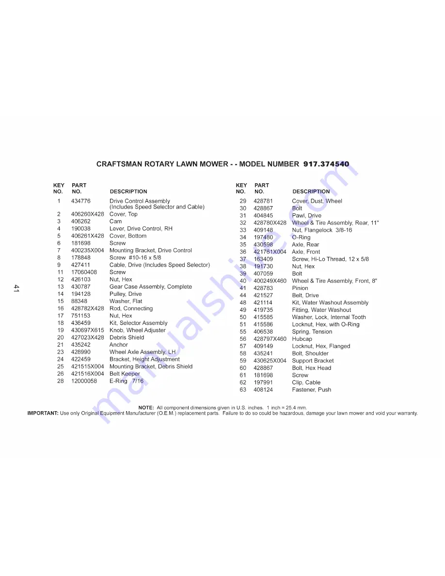 Craftsman 917.374540 Owner'S Manual Download Page 41