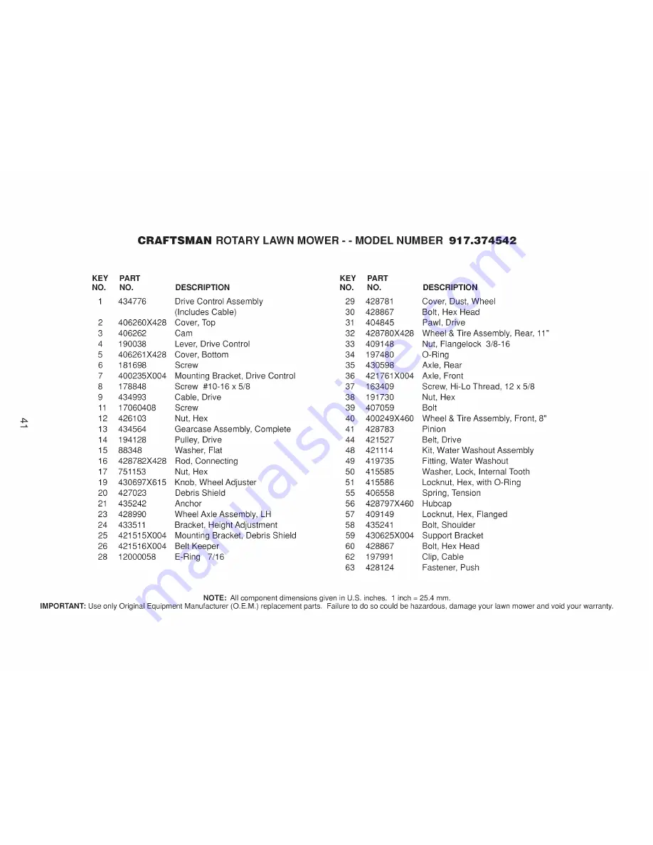 Craftsman 917.374542 Owner'S Manual Download Page 41