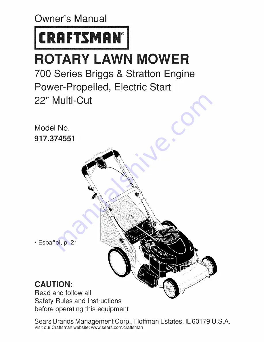 Craftsman 917.374551 Owner'S Manual Download Page 1