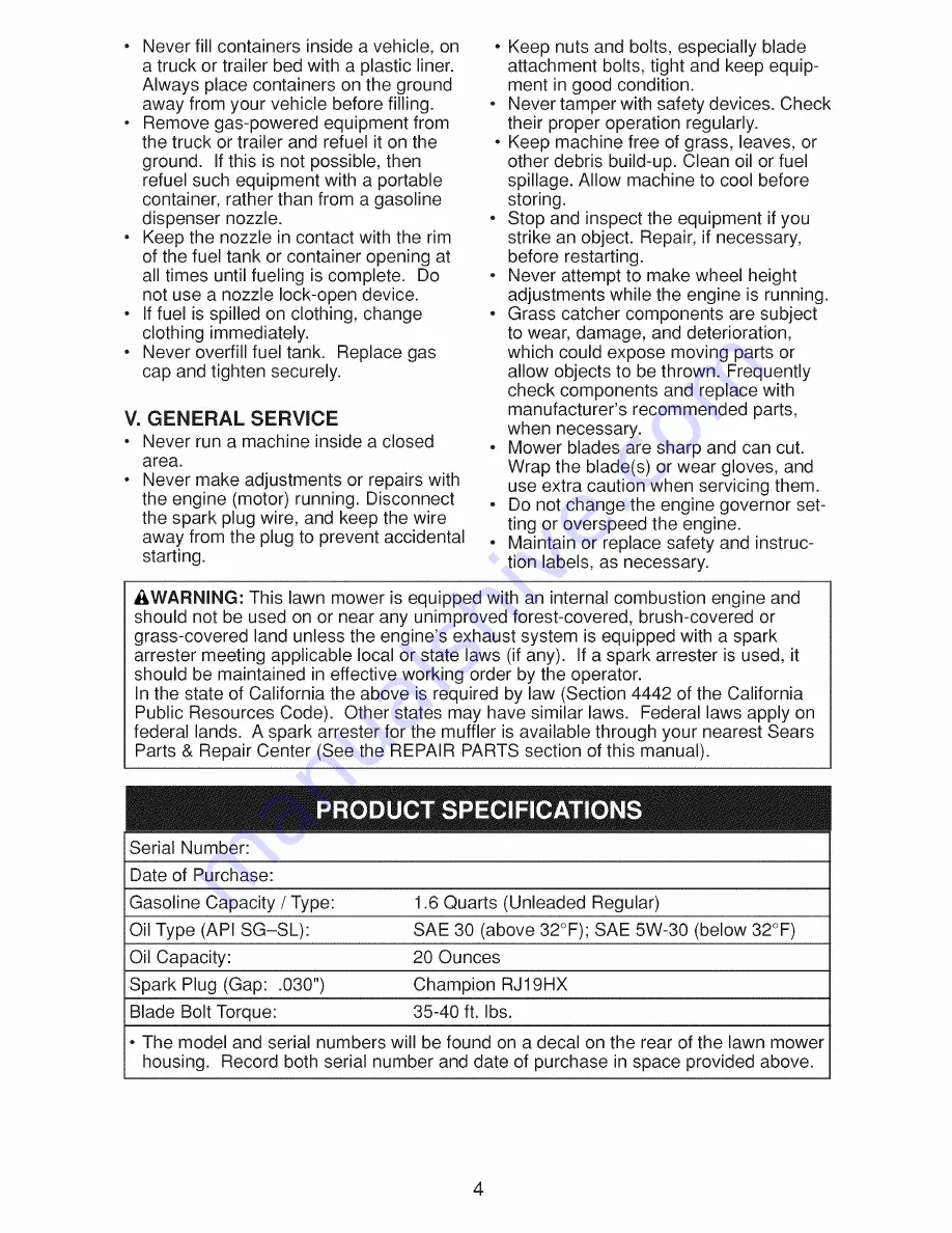 Craftsman 917.374551 Owner'S Manual Download Page 4