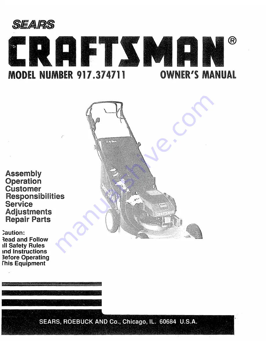 Craftsman 917.374711 Owner'S Manual Download Page 1