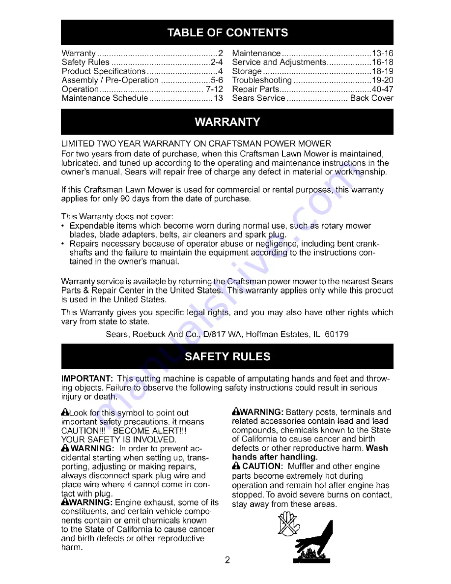 Craftsman 917.374803 Owner'S Manual Download Page 2