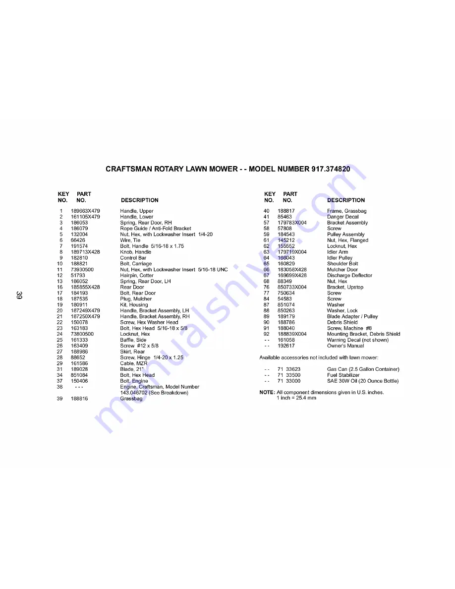 Craftsman 917.374820 Owner'S Manual Download Page 39