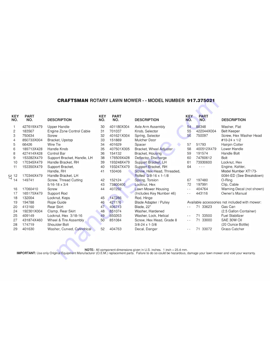 Craftsman 917.375021 Owner'S Manual Download Page 37