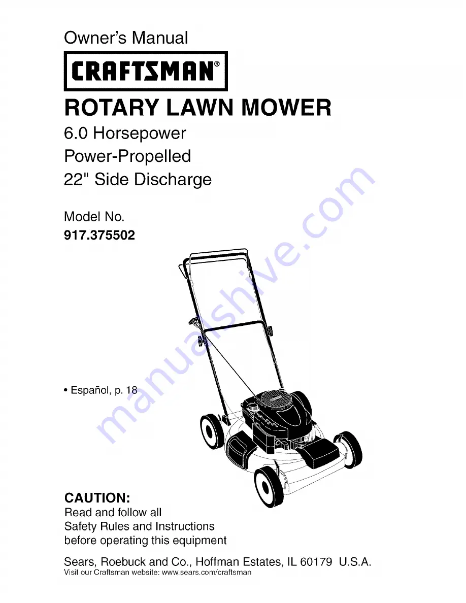 Craftsman 917.375502 Owner'S Manual Download Page 1