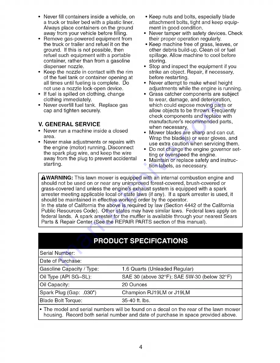 Craftsman 917.375502 Owner'S Manual Download Page 4