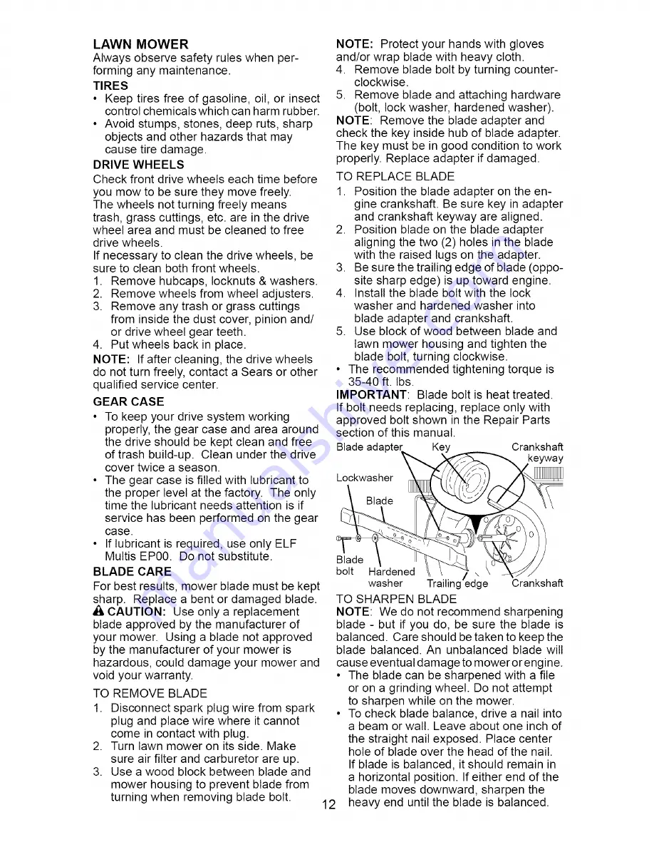 Craftsman 917.375622 Owner'S Manual Download Page 12