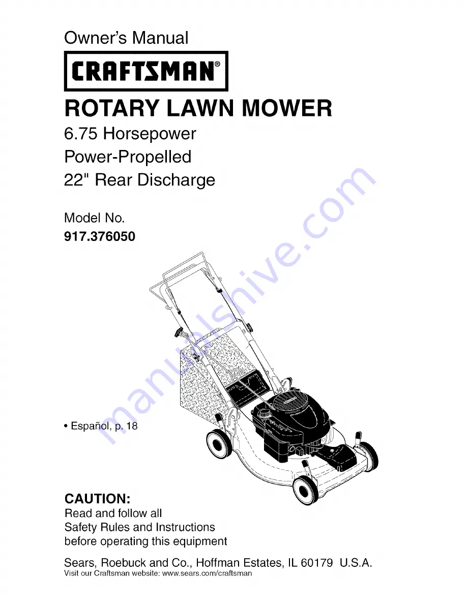 Craftsman 917.376050 Owner'S Manual Download Page 1