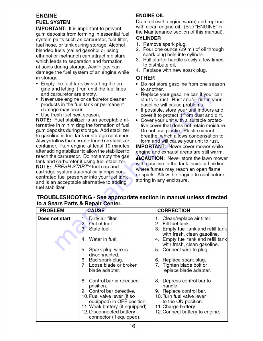 Craftsman 917.376050 Owner'S Manual Download Page 16