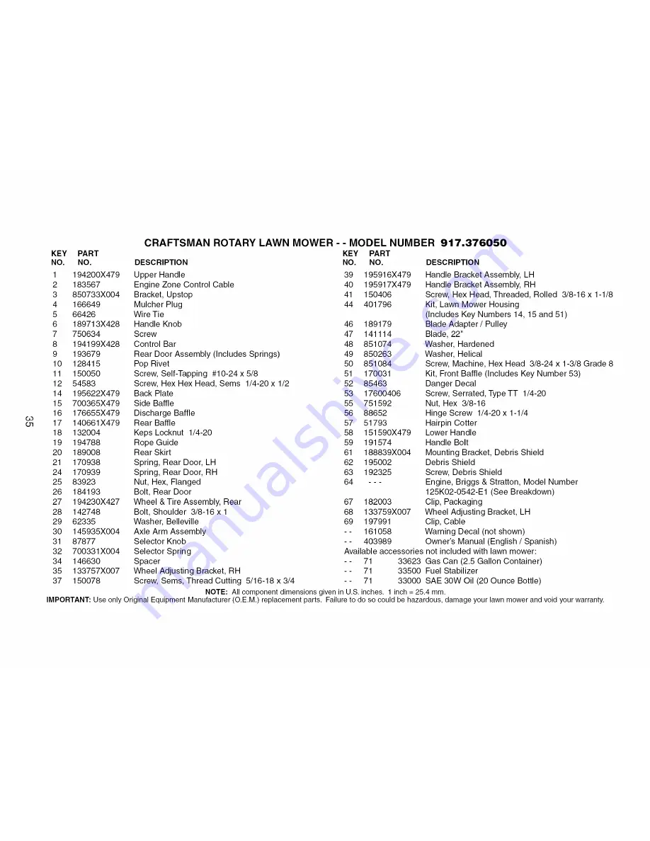 Craftsman 917.376050 Owner'S Manual Download Page 35